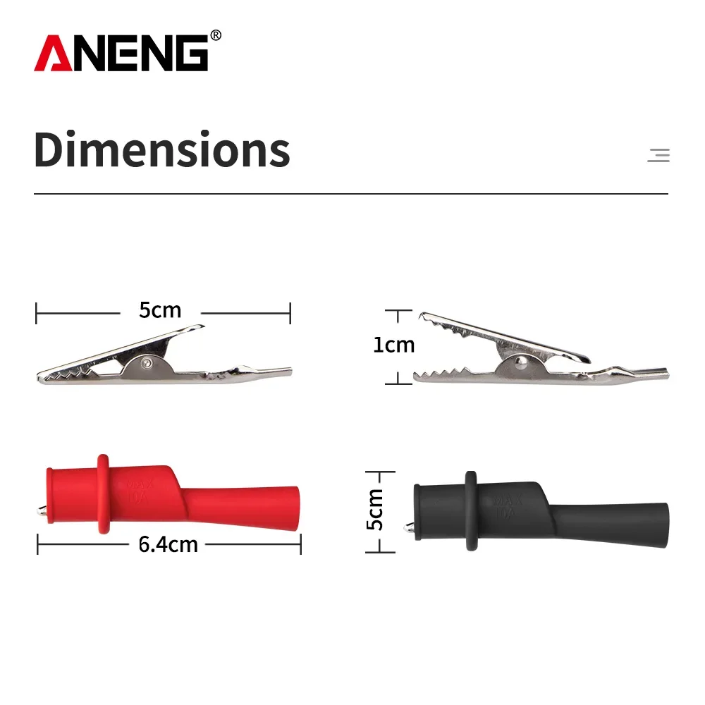 Aneng jacaré teste multímetro acessórios testador sonda 1 par crocodilo braçadeira elétrica para teste ferramentas medidor de sonda