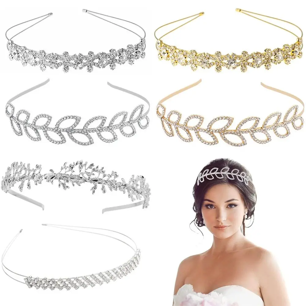 Bridal Crystal Hair Ornaments Flower Leaf  Hair Comb Pearl Tiara Rhinestone Hair Hoop Wedding Jewelry Bridal Hairpin Hair Comb