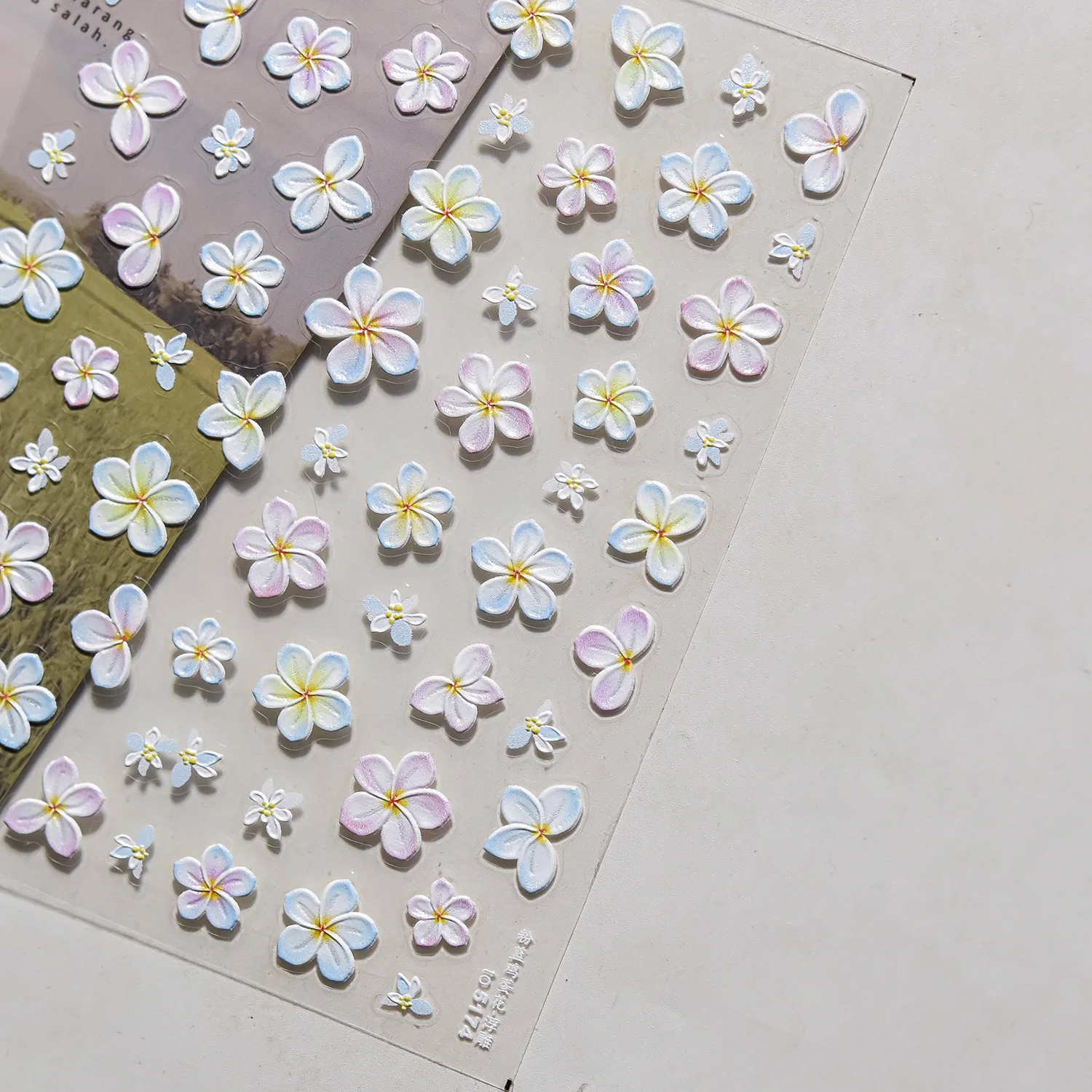 1 pz 5d tropicale frangipani fiore nail art adesivo giallo/rosa hawaiano plumeria floreale decalcomanie per unghie fai da te vibrante donne manicure