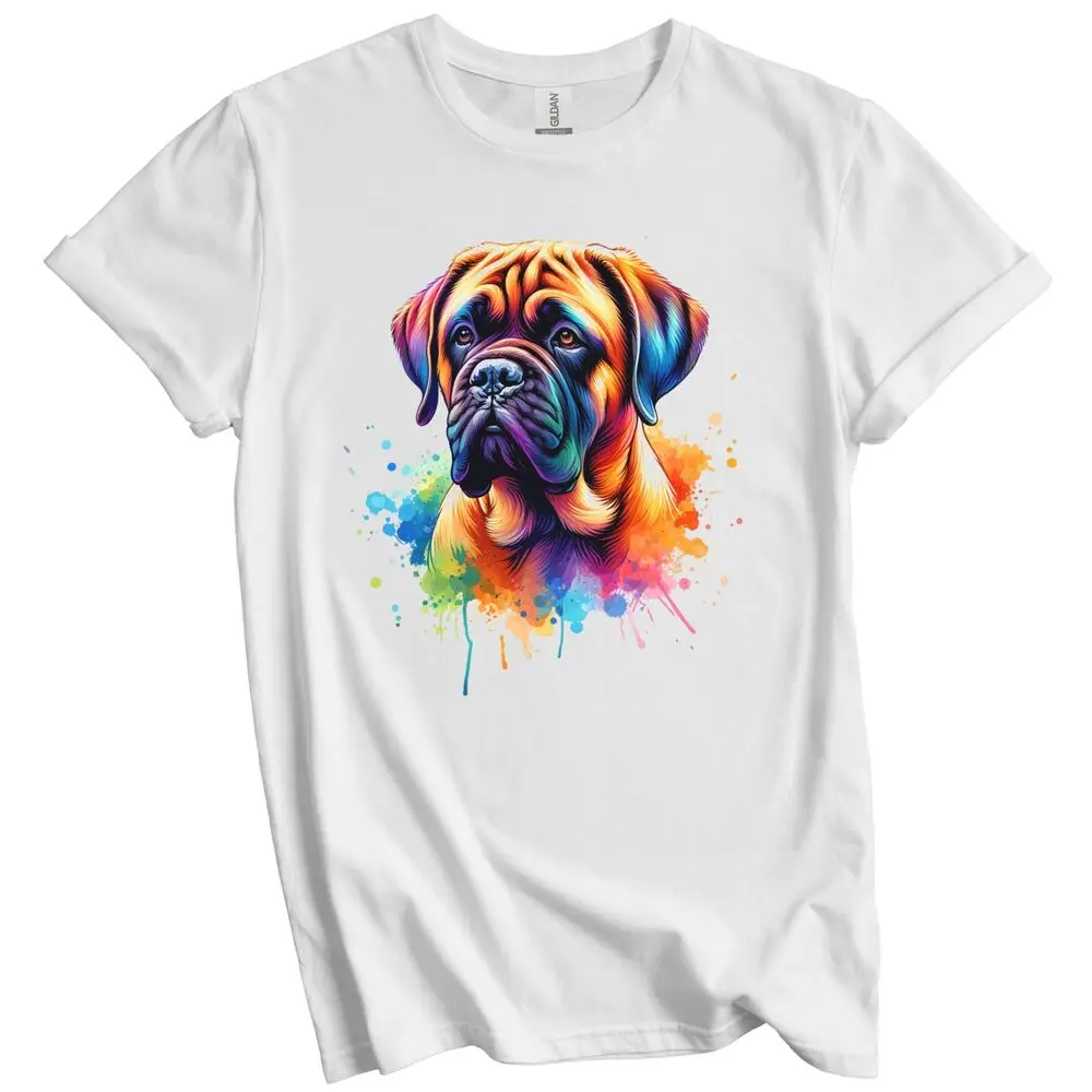 Mastiff Rainbow Watercolor Portrait Dog Lover T-Shirt -  GiftAnime Pattern Y2KY2K High quality brand