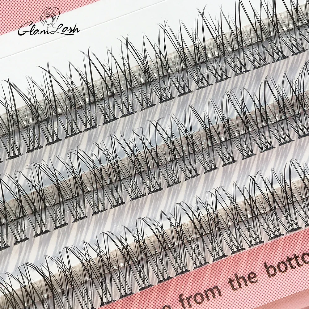 GLAMLASH A/M Natural Cluster Fishtail Type Dovetail Eyelash Extension Premade Volume False Grafted Thick Spikes Lash Soft Makeup