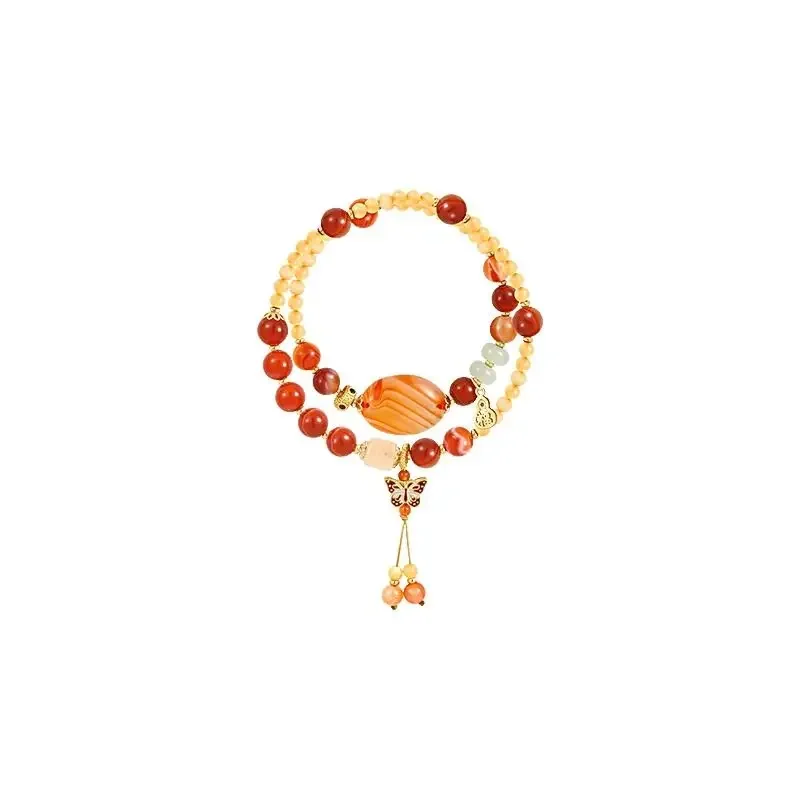 Chinese-style Butterfly Bracelet Beads Women's Fresh High-face Value Stacked HandString Light Luxury Niche Exquisite Ins Jewelry