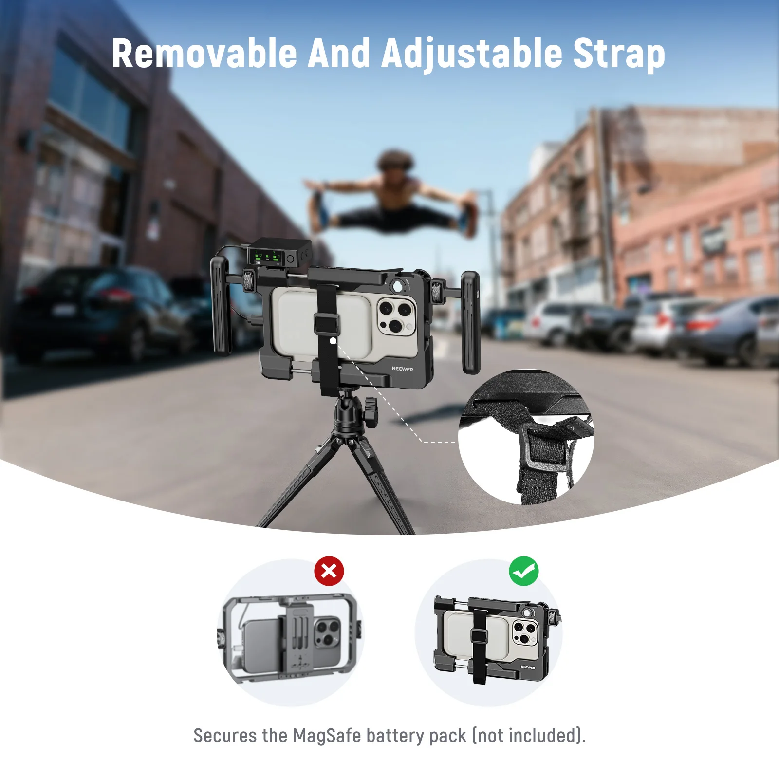 Neewer equipamento de vídeo universal para smartphone com alças adaptador de filtro de 67mm gaiola de telefone para iphone 14 13 15 pro max samsung s23 ultra