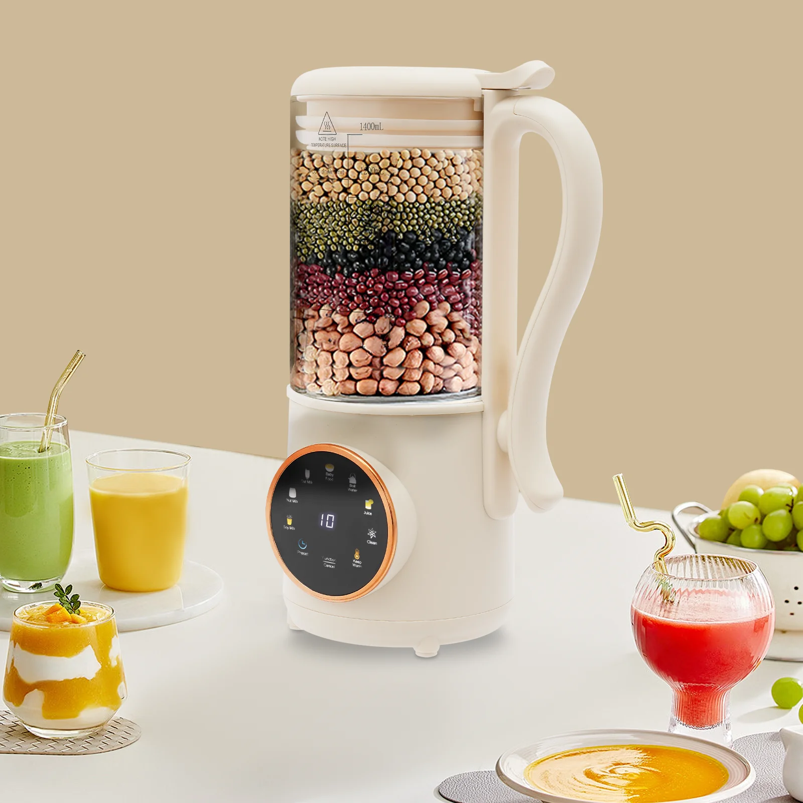 Presse-agrumes à lait de soja 600W 1,4 l, avec 16 lames, Machine à lait de table pour noix, norme européenne