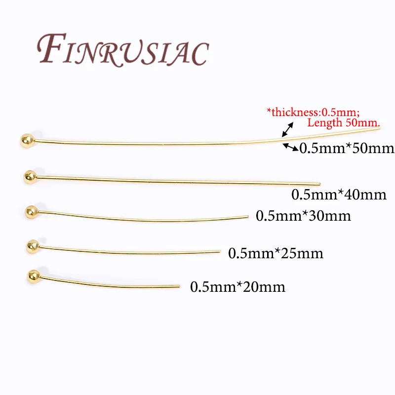 50Pcs 20-50mm Gold Plated Pins For Jewelry Eye Pin/Ball Head Pin/Flat Head Pin For DIY Jewelry Making Supplies Accessories