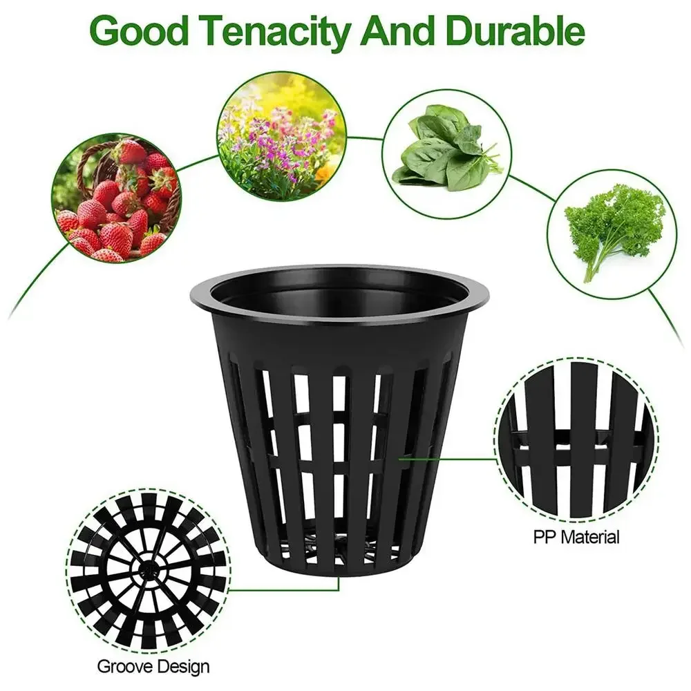 10pcs 3 Inch Hydroponics Cups Slotted Mesh Wide Lip Filter Plant Net Pot Bucket Basket Vegetable Garden Grown Netted Baskets