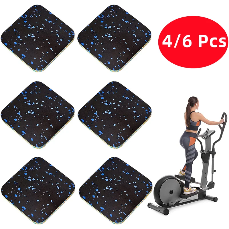 4/6 Pcs Exercise Equipment Mat Treadmill Pads Floor Rubber Mats for Home Gym Fitness Hardwood Floor Protection Anti Slip