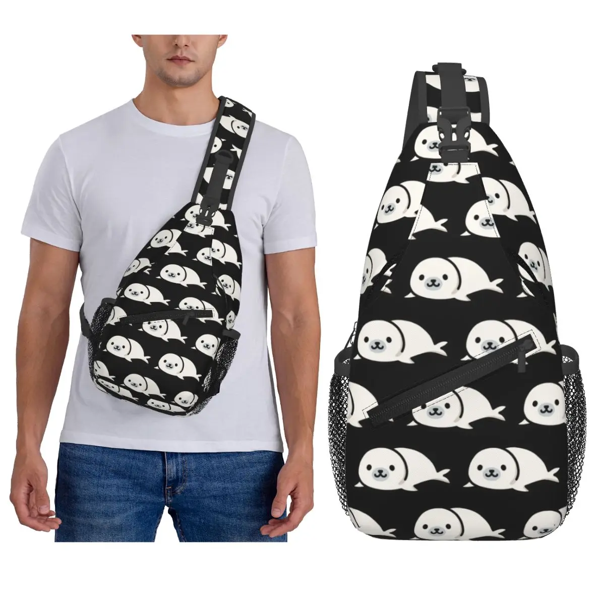 

Seal Chest Bag Men Sling Crossbody Backpack Chest Bag Travel Hiking Daypack Shoulder Bag