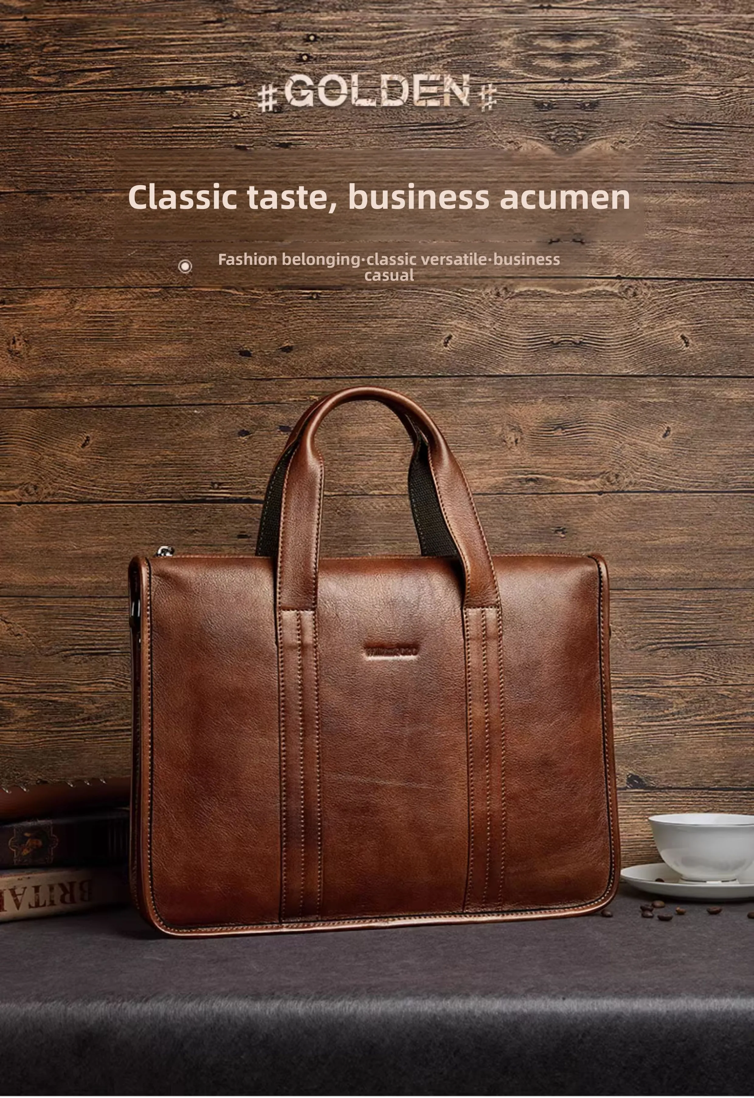 2026 New Men's Genuine Leather Briefcase Top-Grain Cowhide Vintage Business Handbag Shoulder Crossbody Messenger Bag