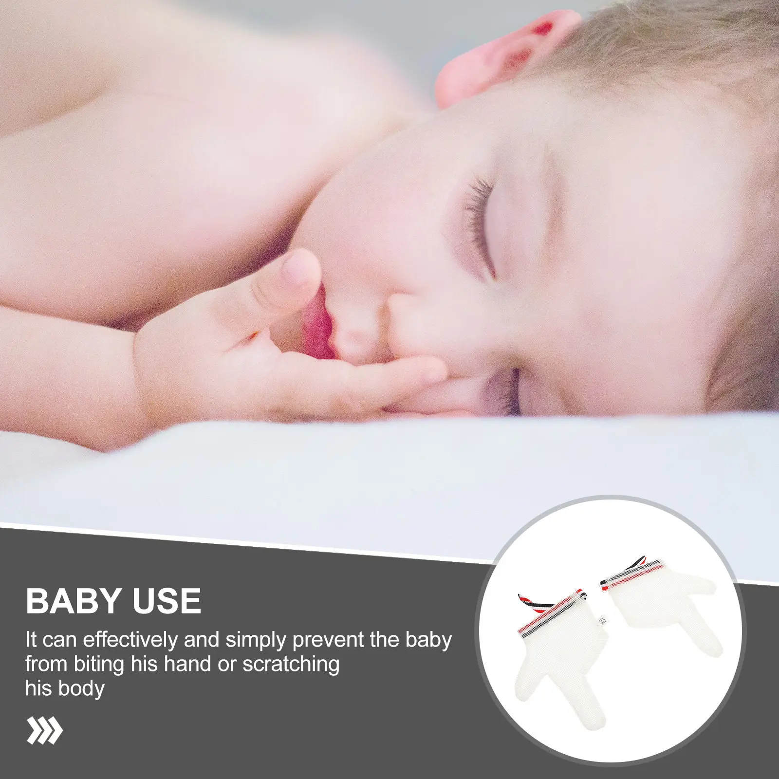 

1Pair Baby Stop Sucking Gloves Infant Fingers Guard Breathable Full Mesh Thumb Sucking Stop for Kids Safe Non Shrink Design