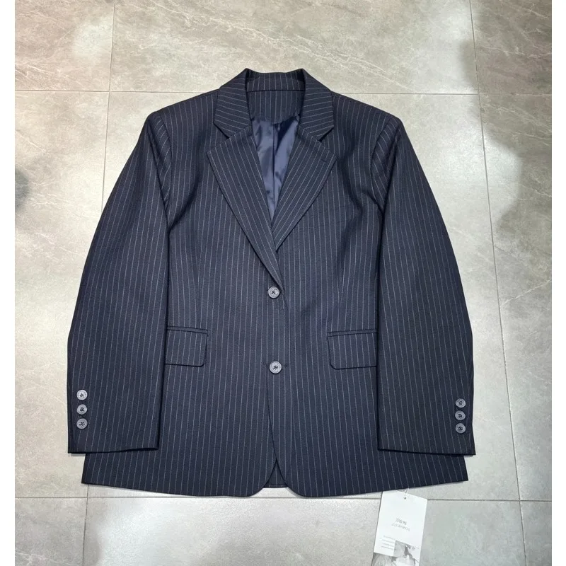 SuperAen 2026 Autumn New Casual Blazer Stripe Color Loose Medium and Long Women's Blazer Coat