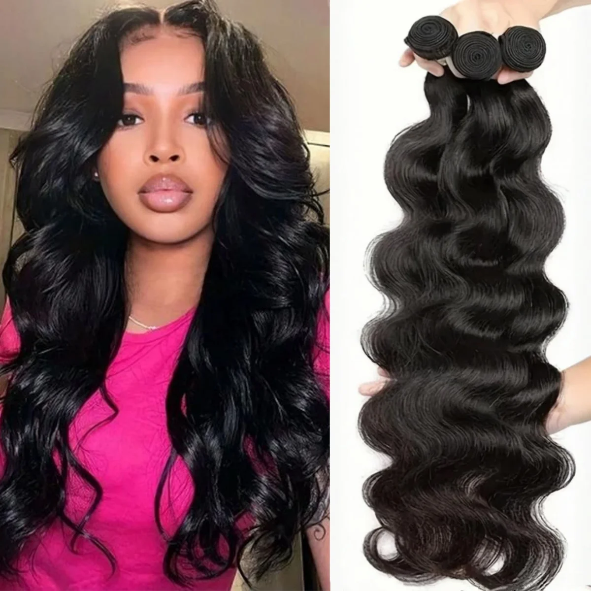 

ody Wave Пучки человеческих волос Бразильские пучки волос 100% натуральные черные человеческие волосы для наращивания 1 3 4 шт. Пучки 95 грамм