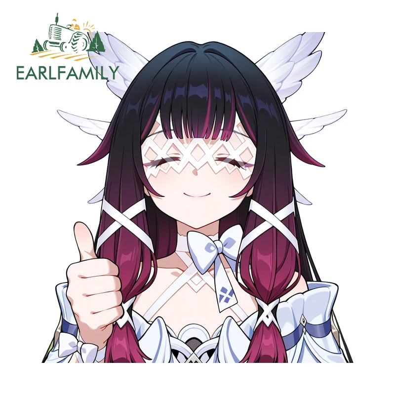 EARLFAMILY Columbina Genshin Impact Motorcycle Stickers Thumbs-up Gesture Waifu Anime Decals Scratch Proof Car Stickers DIY