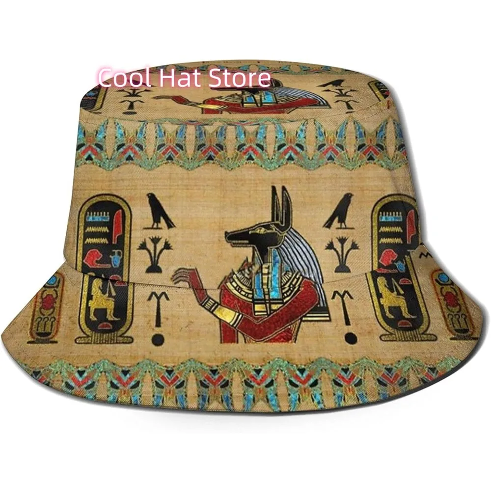 

Hieroglyphic Hat African Egyptian Culture Bucket Hat Summer Fisherman Cap Outdoor Beach Sun Hat