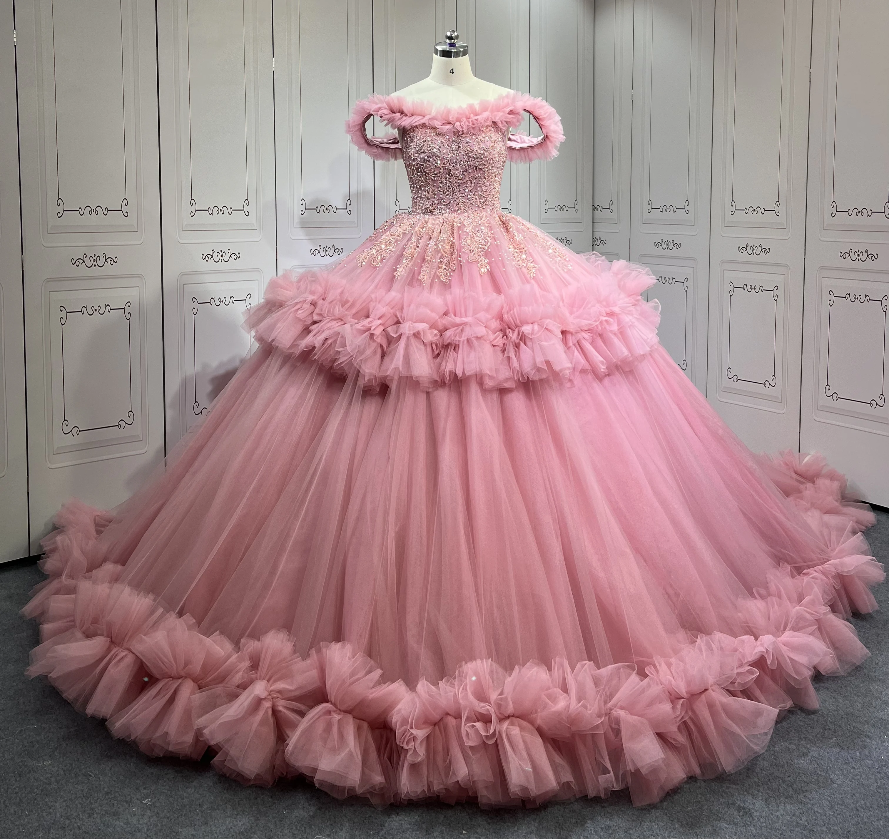 Lila Vestidos De 15 Jahre Maßgeschneidertes Ballkleid für 15-Jährige Quinceanera-Kleider 2025, gerüschtes Sweet-16-Abend-Partykleid