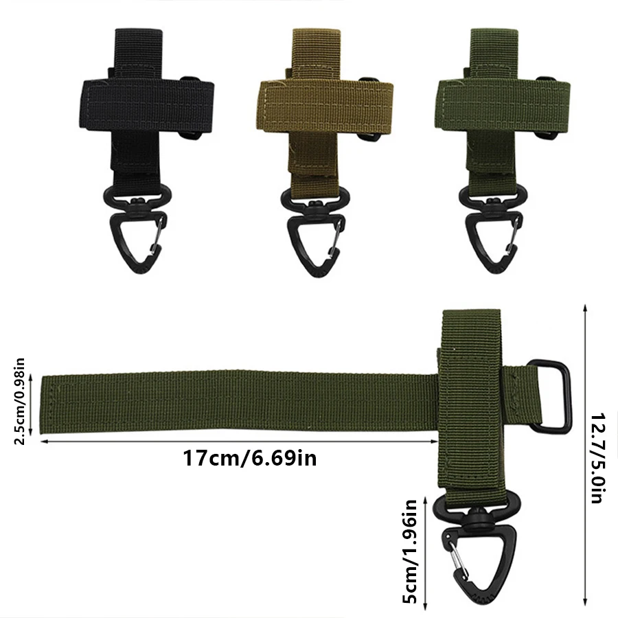 1Pc Tactical Multifunction Nylon  Webbing Belt D-Ring Carabiner Magic tape Hanging Keychain Backpack Hook  buckle