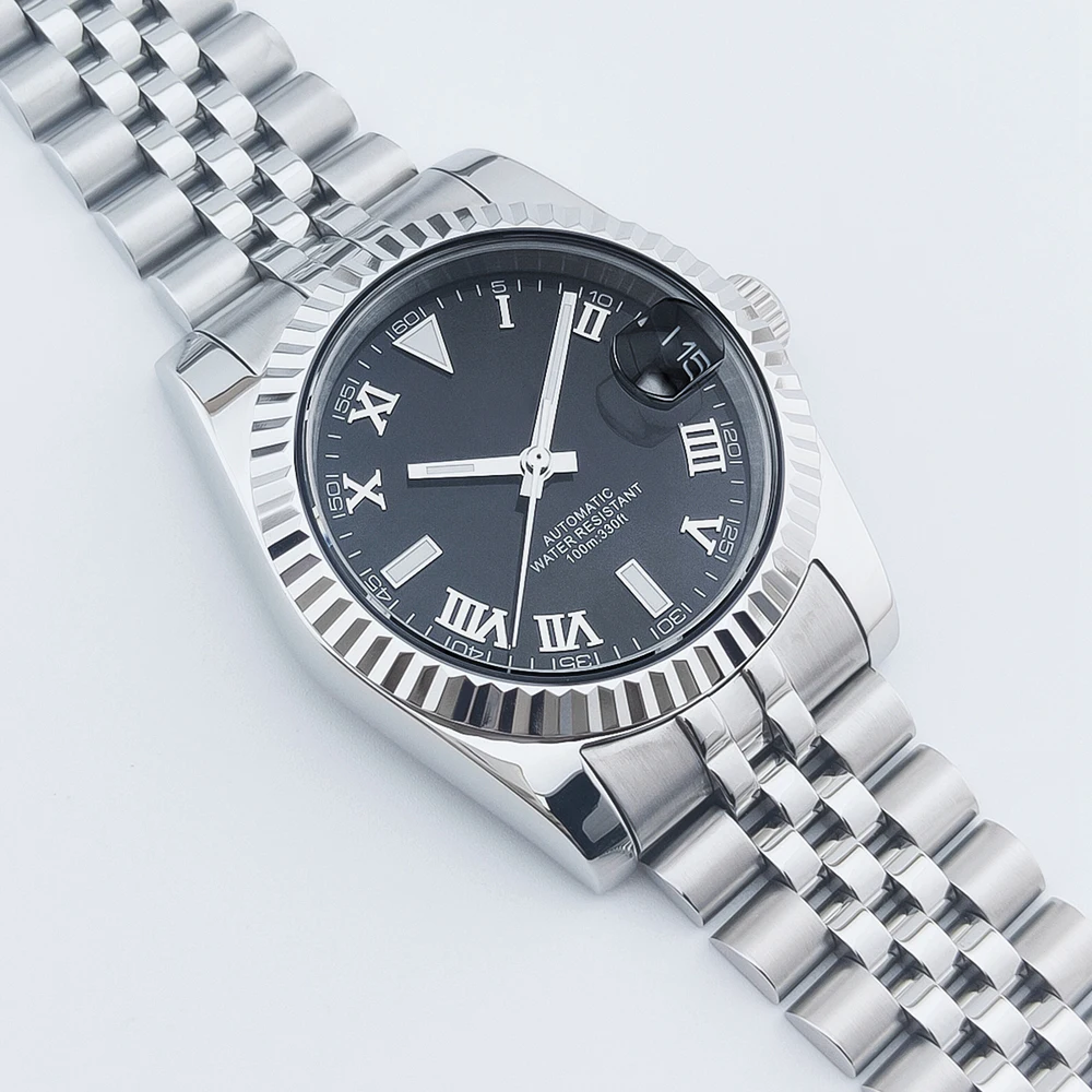 Custom Logo 36/39mm Men's Watch nh35 Automatic Mechanical reloj Sapphire 10bars Roman sterile Dial Jubliee Band Watches For Men