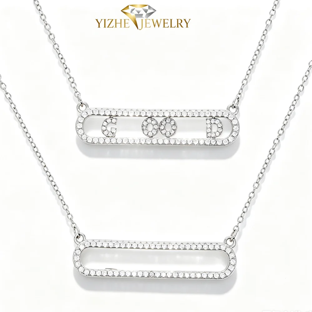 Fashion DIY Name Necklace Geometric Bar Pendant 26 Initial Letter Moving Slider Alphabet Name Jewelry