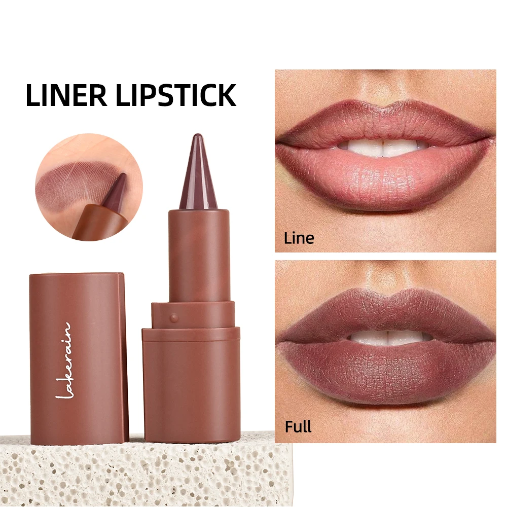 Brauner Lippenstift, Kontur-Lipliner-Stift, wasserfest, nackter Lipliner, wasserfest, langlebig, Kosmetik, Make-up-Liner, Tönung, dunkel