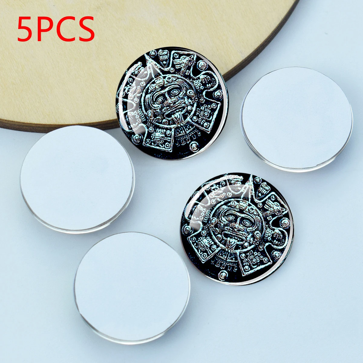 5pcs/lot Aztec Calendar Round Glass Cabochon 25MM DIY Pendant Pattern Jewelry Making Crafts Supplies