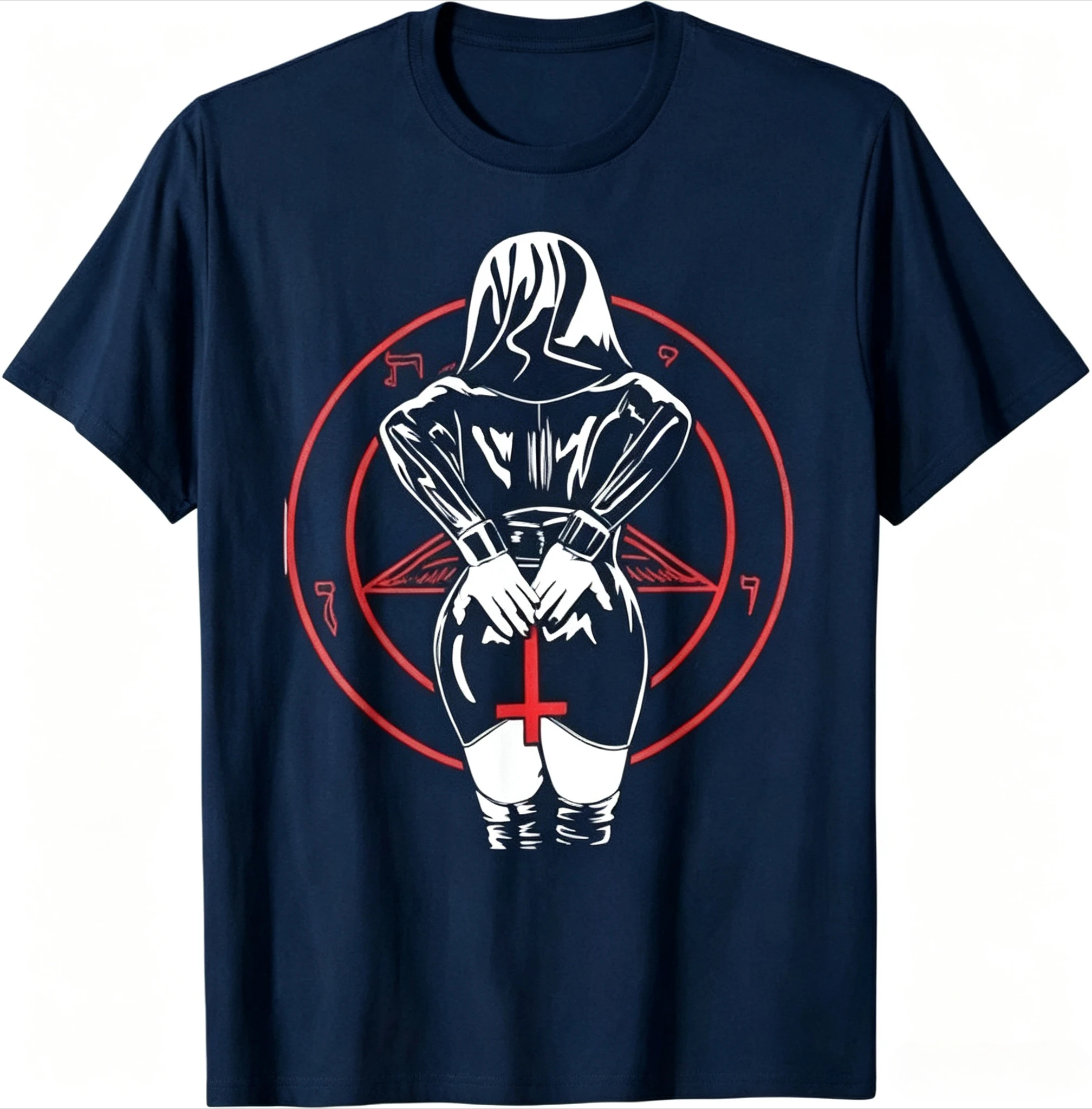 Mode Bad Nun Sexy Satan Kult Männer Frauen Cooles Geschenk T-Shirt Retro Streetwear Hochwertiges Rundhals-Kurzarm-Herren-T-Shirt – Detail 5