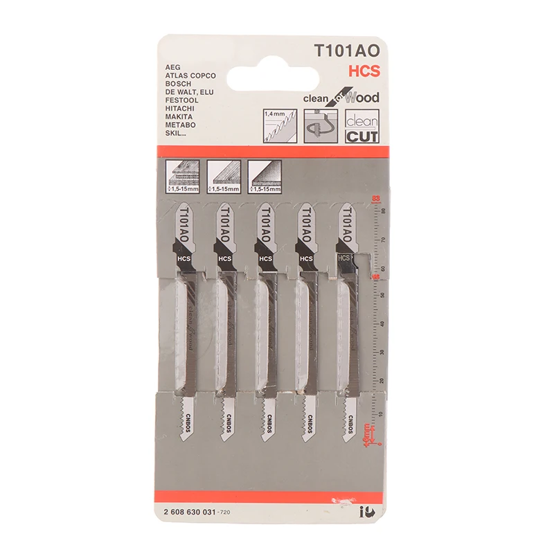 5PCS T101AO HCS T-Shank Jigsaw Blades Curve Cutting Tool For Wood Plastic saw