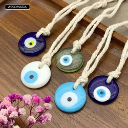 Cotton Rope Lucky Evil Eye Keychains For Women Men Handmade Glass Turkish Blue Eyes Key Chains Pendant Car Decoration Gift