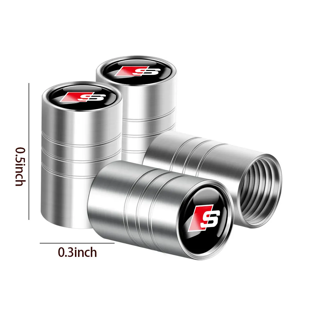 4Pcs Metal Auto Tire Valve Stems Cap Wheel Stem Air Valve Cover For Audi RS S SLINE TT A3 Q3 Q5 Q7 A8L A3 A4L A5 A7 A6L RS A4 B8