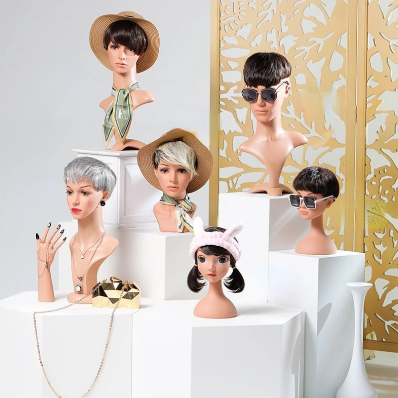 Mannequin Necklace Earrings Holder Head Model For Wig Hat Scarf glasses Jewelry Display Shop Retailer Counter Display Organizer