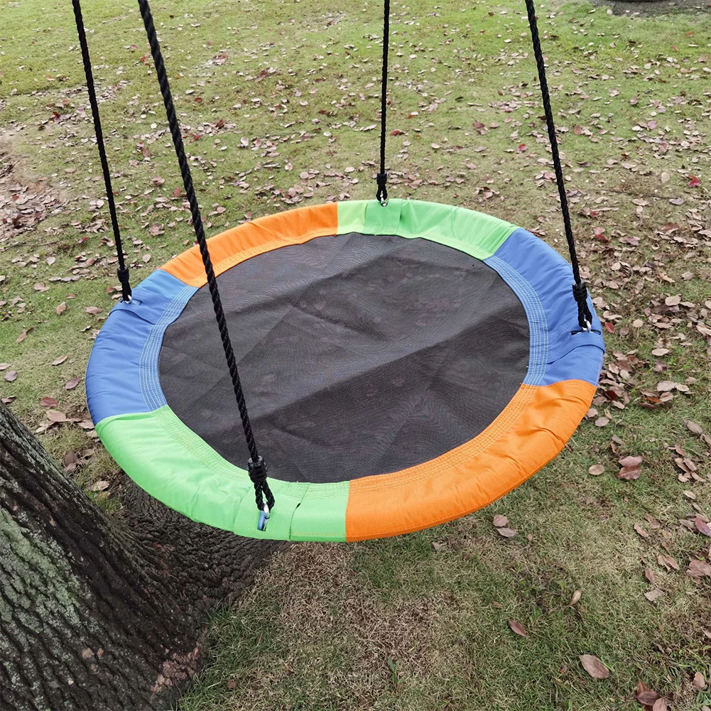 Altalena rotonda Capacità di peso 300 kg Disco volante Altalena per albero rotondo Set da gioco Oxford 900D con corde regolabili per bambini e adulti