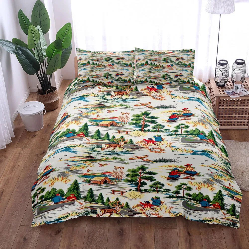 

Retro Cowboys Camou Duvet Cover Set King Queen Double Full Twin Single Bed Linen Set
