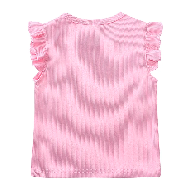 أطفال بنات ملابس مجموعات الصيف بلوزات بلا أكمام السراويل 2 قطعة مجموعات ملابس الأطفال عادية بلون طفل رضيع الفتيات وتتسابق #5