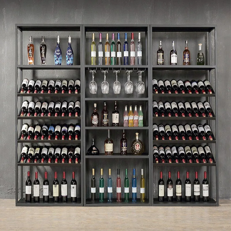 Vintage wine storage rack for wineries and villas, storage display racks, high-stem wine glass racks, wine cabinets, floor-stand