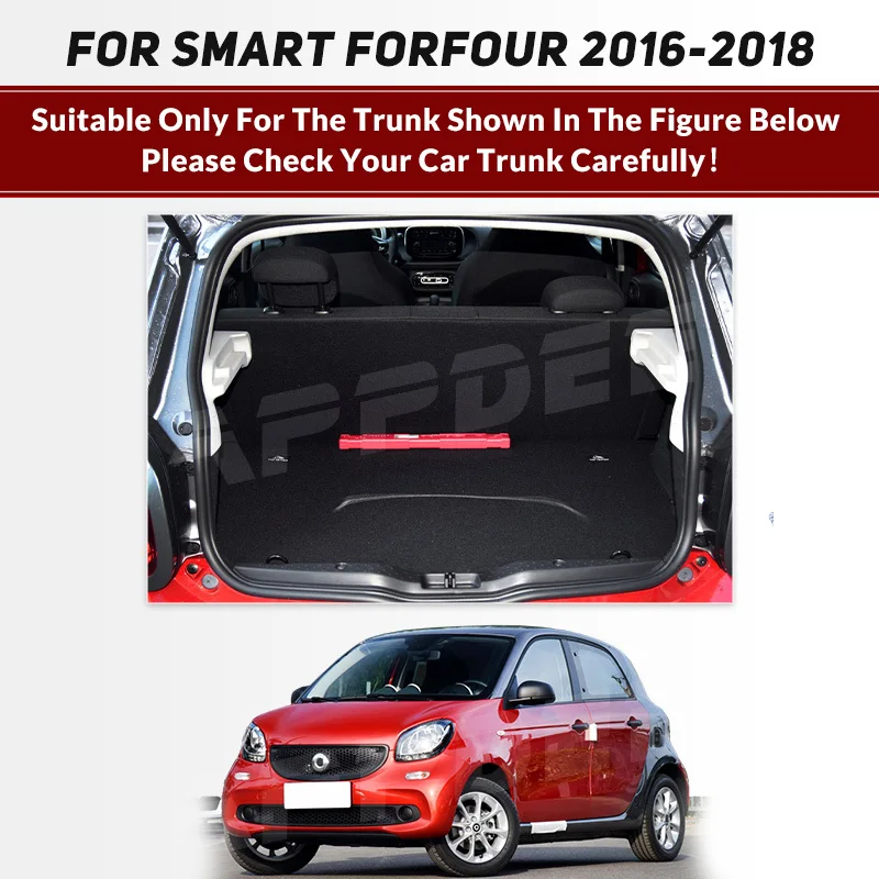 Auto Full Coverage Trunk Mat For Smart Forfour 2016-2018 17 Car Boot Cover Pad Cargo Liner Interior Protector Accessories