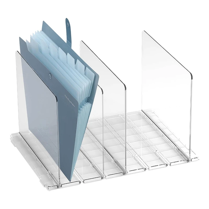 Acrylic Desktop File Sorter Organizer, 4 Compartments Mail Organizers For Desk, For Desktop, Shelf, Office,Organizer