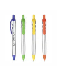 Silver Barrel Plastic Ballpoint Pen Personalized Promotional Ball Pen Custom Pen Logo Mark Gift Pens Wedding Customized Giveaway