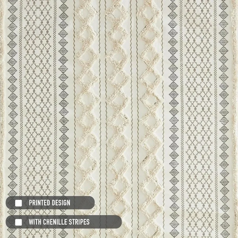 

Imani Tufted Chenille 100% Cotton Shower Curtains Machine Washable, Modern Home Bathroom Décor Bathtub Privacy Screen