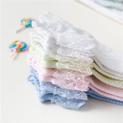 5/10Pairs Baby Girls Kids Socks Lace Ruffle Princess Mesh Children Ankle Short Breathable Cotton White Pink Blue Toddler Sock