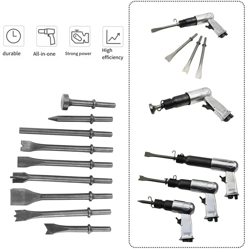 A68P-Pneumatic Chisel Air Hammer Sander Bit Set 9 Piece Set