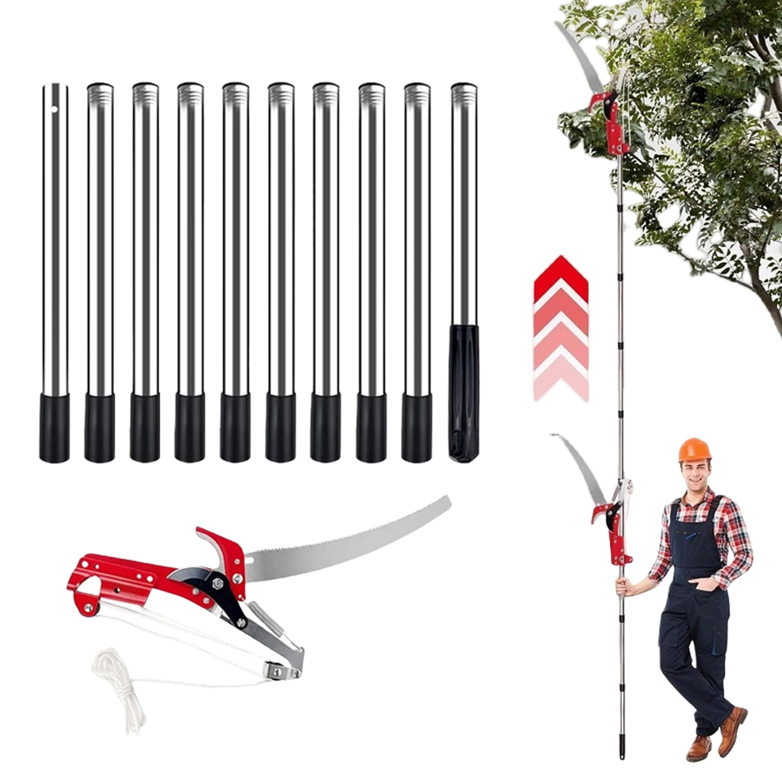 13ft High Altitude Branch Shears with Handle Extendable Splicing Rod Trimming Tool for Plants Hedges and Flowers