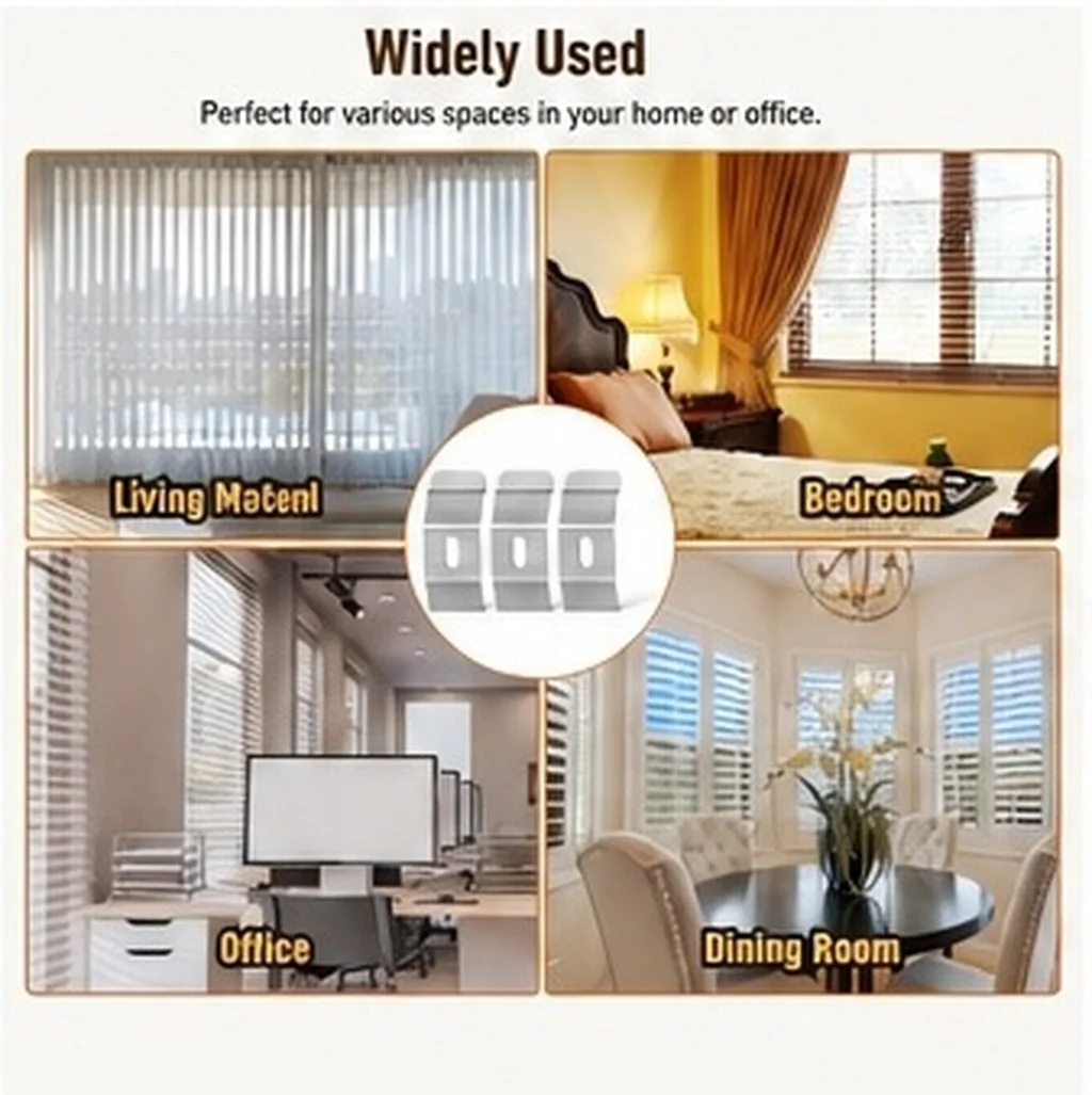 3Pcs Metal Louver Fixation Brackets Simple Design Strong Hold Vertical Blind Brackets for Office Home Dining Room Window Decor