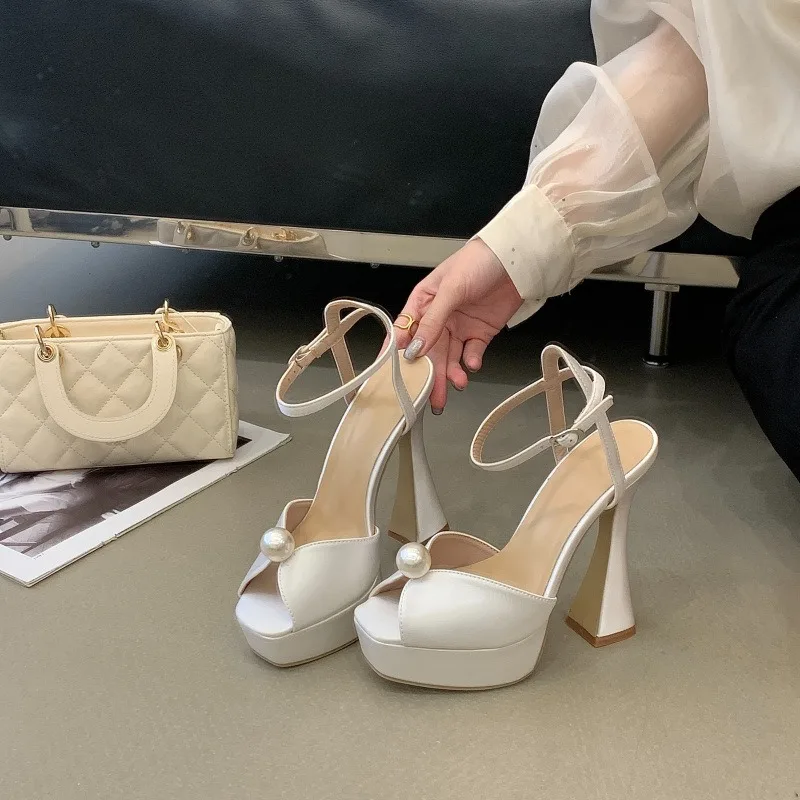 

New Womens Shoes Luxury Pearl Decorated High Heels Fashion Party Banquet Dancing Shoes for Women Designer Shoes Zapatos De Mujer
