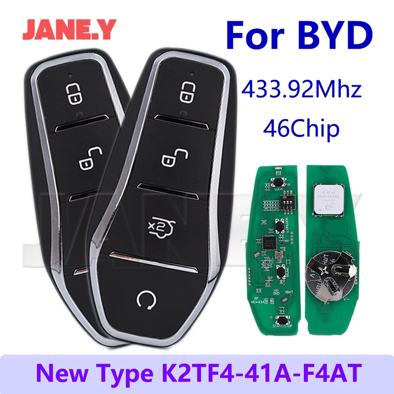 

K2TF4-41A-F4AT For BYD Qin PLUS DM-i Qin PLUS EV Yuan PLUS SONG Car Keys 433.92MHz ID46 Chip Car Fob Car Remote Key Keyless Go