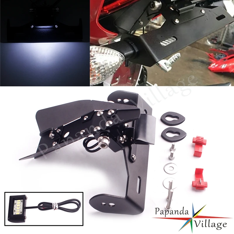 For DUCATI 899 959 1199 1299 Panigale S R 2012-2018 Motorcycle LED License Plate Holder Frame Rear Fender Eliminator Tail Tidy