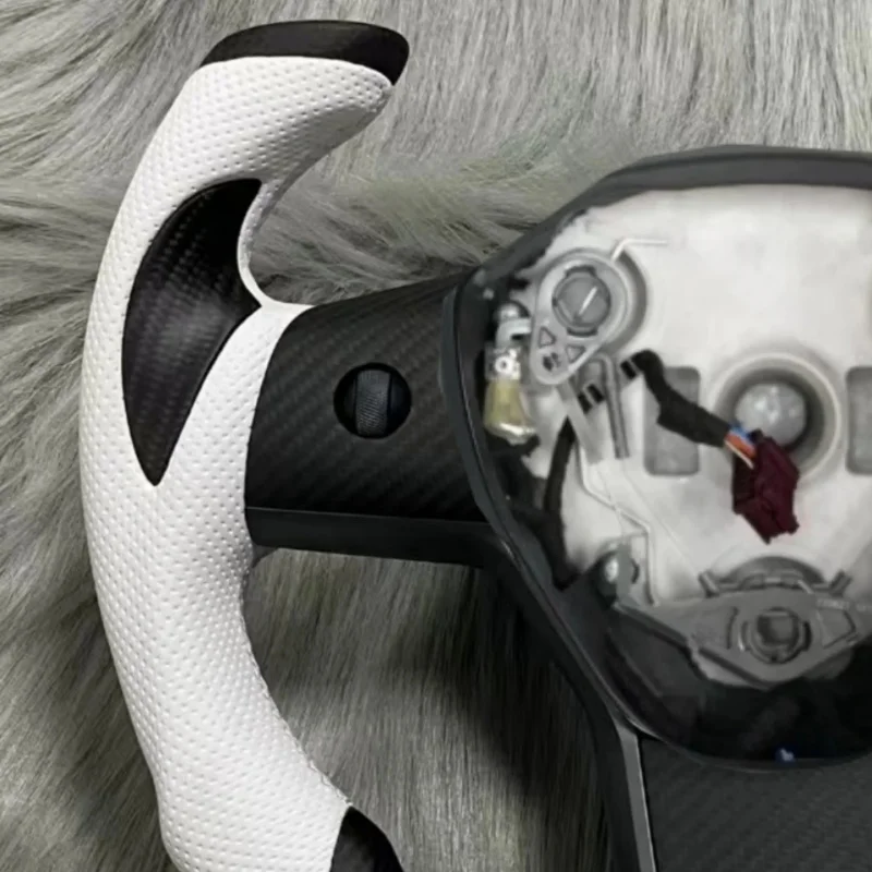 Customized Matte Carbon Fiber Steering Wheel for Tesla Model 3/S/X/Y TT Leather Car Accessories