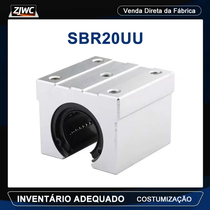 Bloco de alumínio sbr20uu, 4 unidades, 20mm, alta qualidade, movimento linear, rolamento de esferas, bloco deslizante, uso sbr20, trilho de guia linear, peças cnc