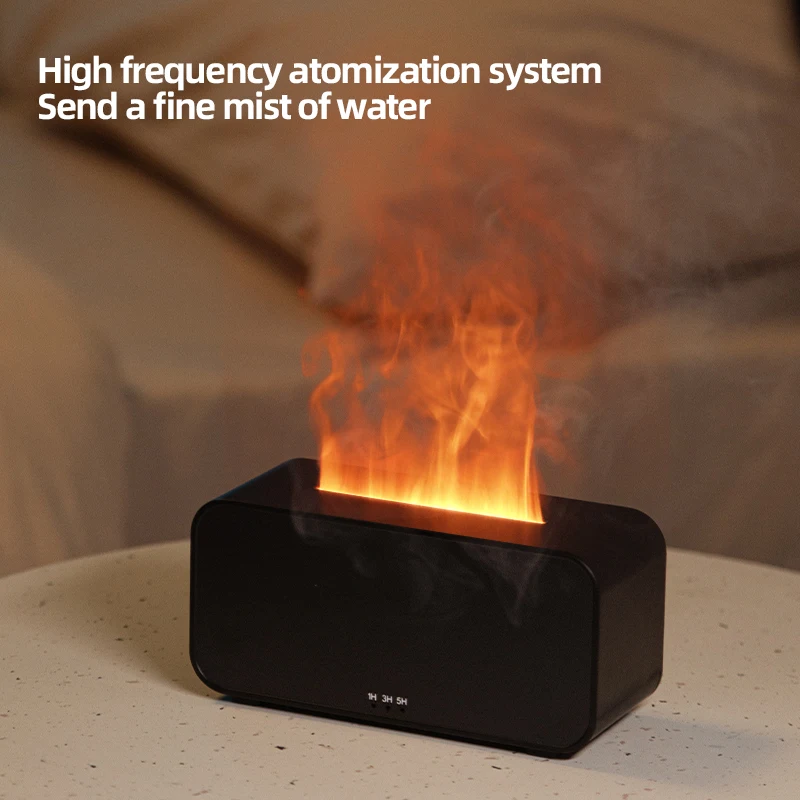 New Simulation Flame Aromatherapy Machine Mini Air Humidifier LED Colorful Light Timer Humidifier Home Perfume Diffuser