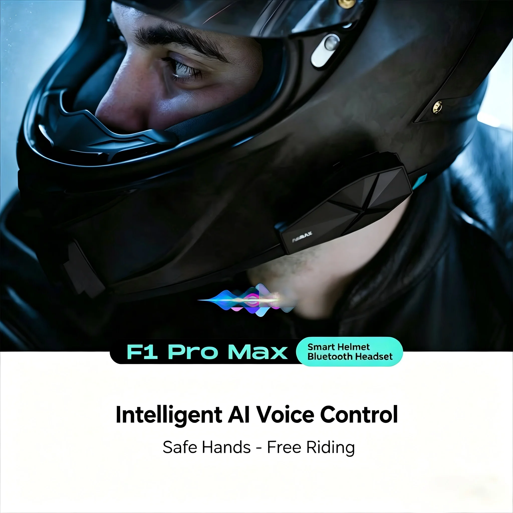 ASMAX F1 PRO MAX Al Noise Reduction Multi-audio Mixing IPX7 Waterproof Rating Mesh Motorcycle Intercom （Global Version）
