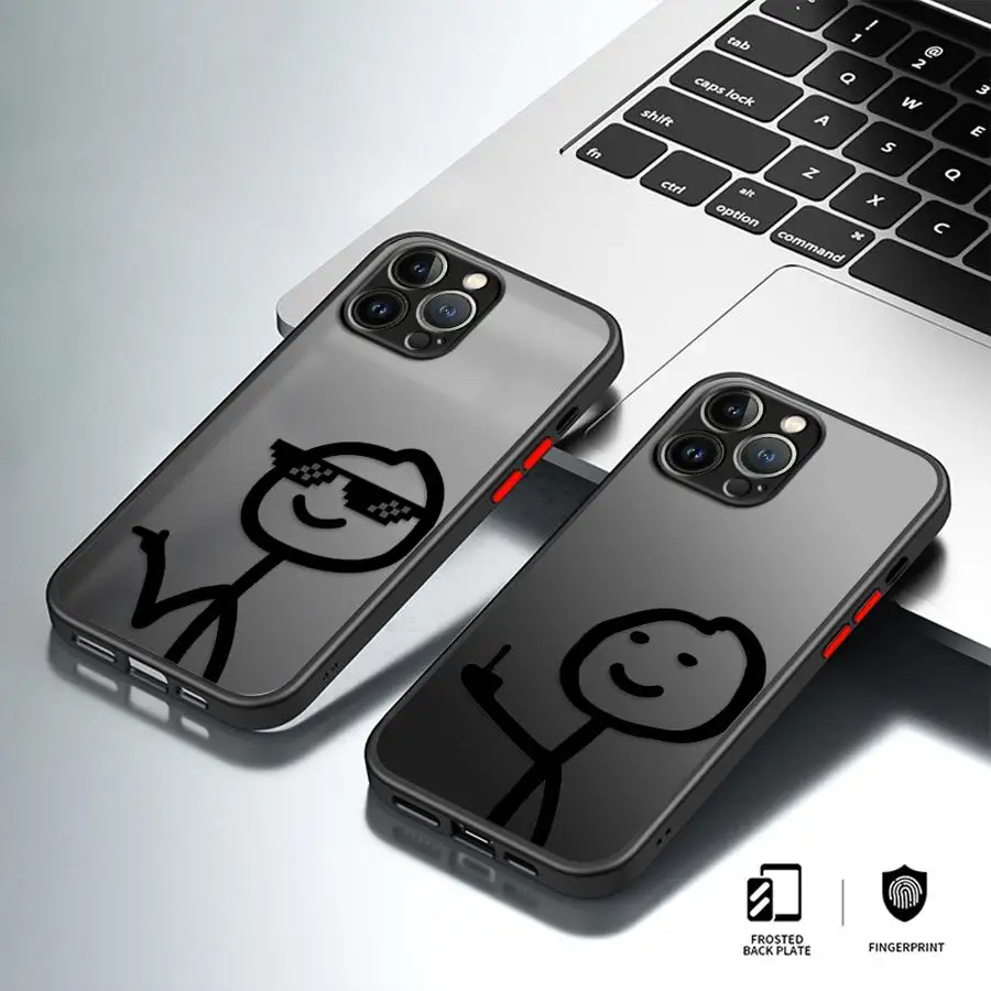 Cartoon Matchman Shell Phone Case For iPhone 16 17 Air 15 11 12 13 14 Pro Max Mini X XR XS Max 7 8 Plus Shockproof Matte Cover - náhled 2