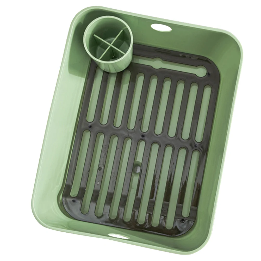 

1Pcs Kitchen Bowl Chopsticks Storage Box Plastic Organizer Draining Design Tableware Holder Large Capacity Storage Rack Green